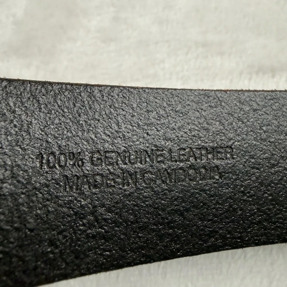 J.Crew Leather Roller Belt Mens 34 Dark Brown Rugged Heritage Stitching Buckle